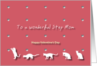 Cats Hearts Wonderful Step Mom Valentine’s Day card