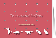 Cats Hearts Wonderful Girlfriend Valentine’s Day card