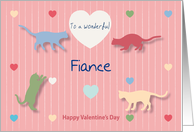 Cats Colored Hearts Wonderful Fiance Valentine’s Day card