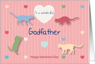 Cats Colored Hearts Wonderful Godfather Valentine’s Day card