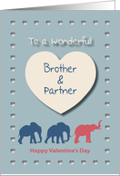 Elephants Hearts Wonderful Brother and Partner in Law Valentine’s Day card