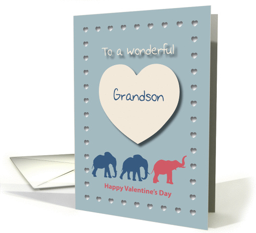 Elephants Hearts Wonderful Grandson Valentine's Day card (1188680)