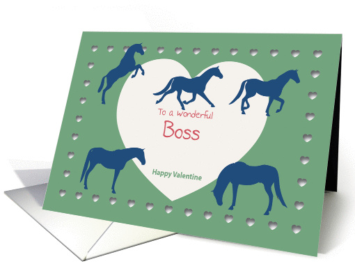 Horses Hearts Wonderful Boss Valentine card (1191332)