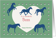 Horses Hearts Wonderful Boss Valentine card