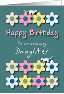 Amazing Daughter Cats and Flowers Birthday card