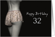 32nd Sexy Birthday Colored Flowers Lingerie card