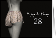 28th Sexy Birthday Colored Flowers Lingerie card