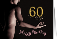 60th Sexy Boy Birthday Golden Stars Black and White card
