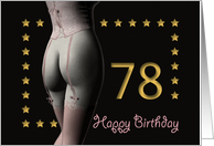 78th Birthday Sexy Girl with Golden Stars Pink Corset and Stockings card