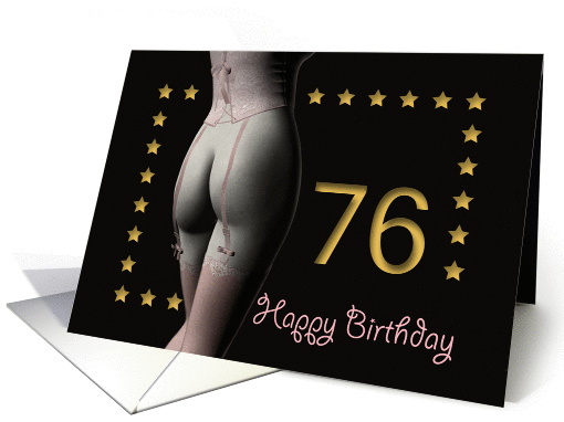 76th Birthday Sexy Girl with Golden Stars Pink Corset and... (1201850)