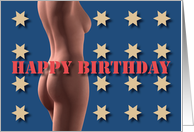 Sexy Girl with Golden Stars Birthday card