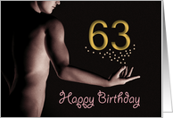63rd Sexy Boy Birthday Golden Stars Black and White card