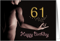 61st Sexy Boy Birthday Golden Stars Black and White card