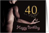 40th Sexy Boy Birthday Golden Stars Black and White card