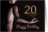 20th Sexy Boy Birthday Golden Stars Black and White card