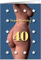 40th Sexy Girl Birthday Blue and White Stars card