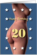 20th Sexy Girl Birthday Blue and White Stars card