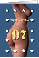 97th Sexy Girl Birthday Blue and White Stars card