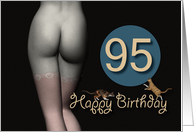 95th Birthday Sexy Girl with Stockings and playing Cats card