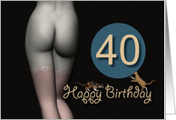 40th Birthday Sexy Girl with Stockings and playing Cats card