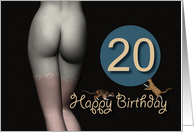 20th Birthday Sexy Girl with Stockings and playing Cats card
