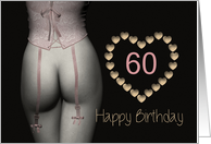 60th Sexy Birthday Corset Flowers Lingerie Golden Stars card