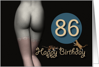 86th Birthday Sexy Girl with Stockings and playing Cats card