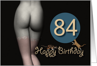 84th Birthday Sexy Girl with Stockings and playing Cats card