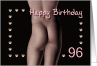 96th Sexy Boy Buttock Hearts Birthday Black and White card