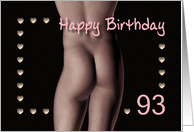 93rd Sexy Boy Buttock Hearts Birthday Black and White card