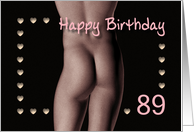 89th Sexy Boy Buttock Hearts Birthday Black and White card