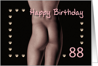 88th Sexy Boy Buttock Hearts Birthday Black and White card