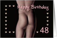 48th Sexy Boy Buttock Hearts Birthday Black and White card