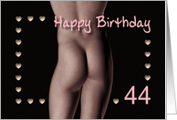 44th Sexy Boy Buttock Hearts Birthday Black and White card