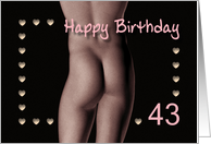 43rd Sexy Boy Buttock Hearts Birthday Black and White card