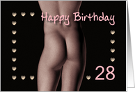 28th Sexy Boy Buttock Hearts Birthday Black and White card