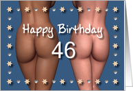46th Sexy Birthday Buttock Stars and Hearts card