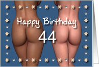 44th Sexy Birthday Buttock Stars and Hearts card