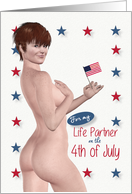 Naughty Pin Up for Life Partner 4th of July card