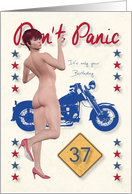 Don’t Panic Pin Up with Motorcycle for 37th Birthday card