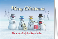 Christmas Music playing Snowmen for Step Sister card