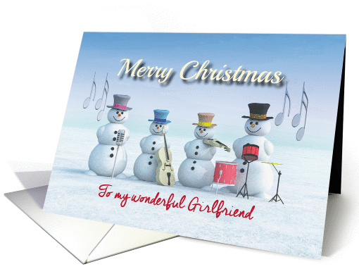 Christmas Music playing Snowmen for Girlfriend card (1290530)