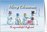 Christmas Music playing Snowmen for Boyfriend card