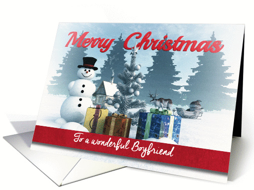 Christmas Snowman with Presents and Tree for Boyfriend card (1296786)