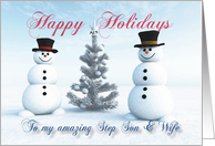 Snowmen Christmas trees and Snowflakes for Step Son & Wife card