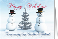 Snowmen Christmas trees and Snowflakes for Step Daughter & Husband card