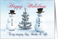 Snowmen Christmas trees and Snowflakes for Step Brother & Wife card