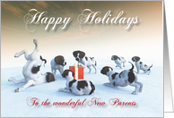 German Pointer Puppies Holidays Snowscene for New Parents card