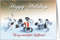 German Pointer Puppies Holidays Snowscene for Girlfriend card