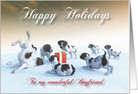 German Pointer Puppies Holidays Snowscene for Boyfriend card